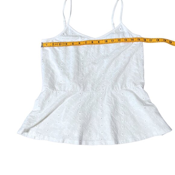 Hinge Strappy Eyelet Tank Top Womens Size Small White Lacy Peplum Coquette Cami - Picture 8 of 9